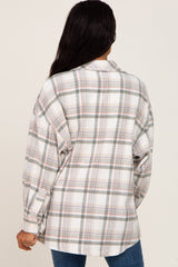 Ivory Plaid Shirt Jacket