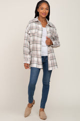 Ivory Plaid Shirt Jacket