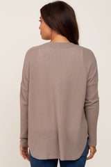 Mocha Waffle Knit Button Down Maternity Top