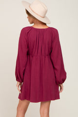 Burgundy Crochet Lace Button Front Dress