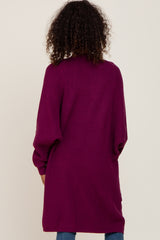 Plum Pocketed Knit Cardigan