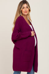 Plum Pocketed Knit Maternity Cardigan