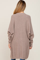 Taupe Pocketed Knit Maternity Cardigan