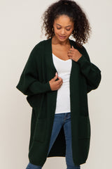 Forest Green Pocketed Knit Maternity Cardigan