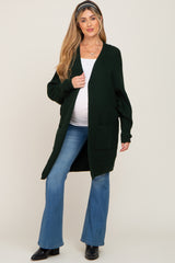 Forest Green Pocketed Knit Maternity Cardigan