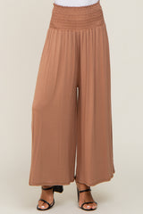 Mocha Smocked Wide Leg Pants