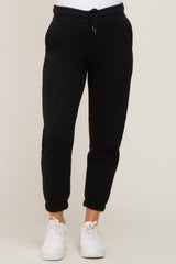 Black Basic Fleece Maternity Sweatpants