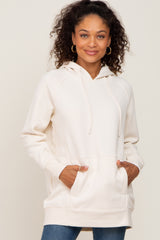 Ivory Fleece Front Pocket Maternity Hoodie