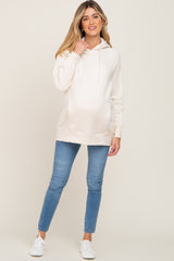 Ivory Fleece Front Pocket Maternity Hoodie