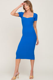 Royal Blue Ribbed Midi Dress