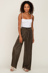 Olive Pleated Maternity Wide Leg Pants