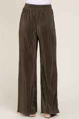 Olive Pleated Wide Leg Pants