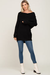 Black Off Shoulder Dolman Sleeve Knit Top