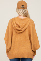 Camel Soft Knit Drawstring Maternity Hoodie