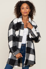 Black Plaid Brushed Long Shacket