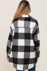 Black Plaid Brushed Long Maternity Shacket