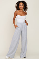 Heather Grey Wide Leg Fray Hem Maternity Sweatpants