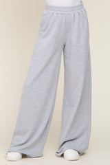 Heather Grey Wide Leg Fray Hem Sweatpants