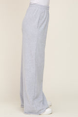 Heather Grey Wide Leg Fray Hem Sweatpants