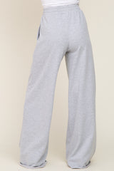 Heather Grey Wide Leg Fray Hem Sweatpants