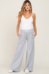 Heather Grey Wide Leg Fray Hem Maternity Sweatpants