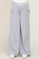 Heather Grey Wide Leg Fray Hem Maternity Sweatpants