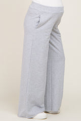 Heather Grey Wide Leg Fray Hem Maternity Sweatpants