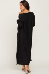 Black Ribbed Cardigan 2 Piece Maternity Set