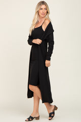 Black Ribbed Cardigan 2 Piece Set