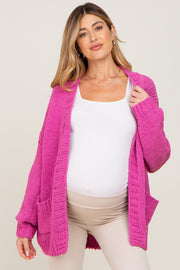 Fuchsia Oversized Bubble Sleeve Maternity Cardigan