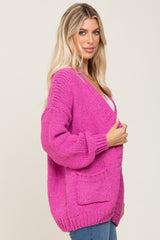 Fuchsia Oversized Bubble Sleeve Cardigan