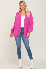 Fuchsia Oversized Bubble Sleeve Cardigan