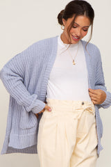 Light Blue Chunky Knit Oversized Maternity Cardigan