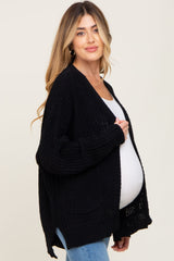 Black Chunky Knit Oversized Maternity Cardigan