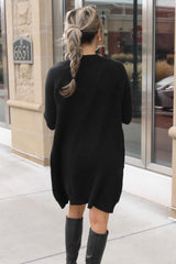 Black Open Front Long Cardigan