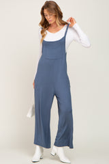 Navy Sleeveless Pocketed Wide Leg Jumpsuit