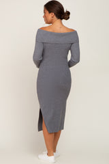 Heather Grey Off Shoulder Maternity Sweater Dress