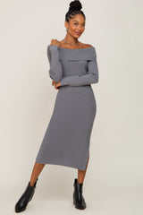 Heather Grey Off Shoulder Maternity Sweater Dress