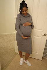 Heather Grey Off Shoulder Maternity Sweater Dress