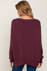 Plum Exposed Seam Side Slit Sweater