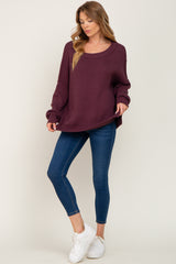 Plum Exposed Seam Side Slit Sweater