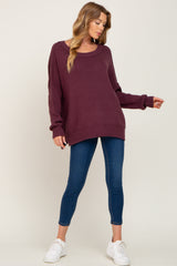 Plum Exposed Seam Side Slit Sweater