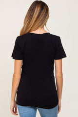 Black Basic Crew Neck Maternity Tee