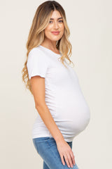 White Basic Crew Neck Maternity Tee