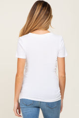 White Basic Crew Neck Maternity Tee