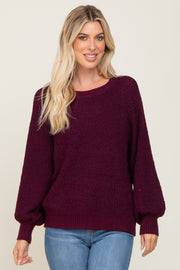 Plum Popcorn Knit Raglan Sweater