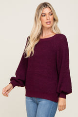 Plum Popcorn Knit Raglan Sweater