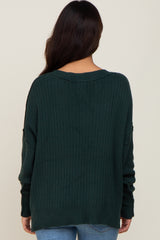 Green V-Neck Oversized Maternity Sweater