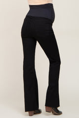 Black Flare Leg Raw Hem Maternity Jeans