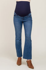 Navy Blue Bootcut Raw Hem Maternity Jean